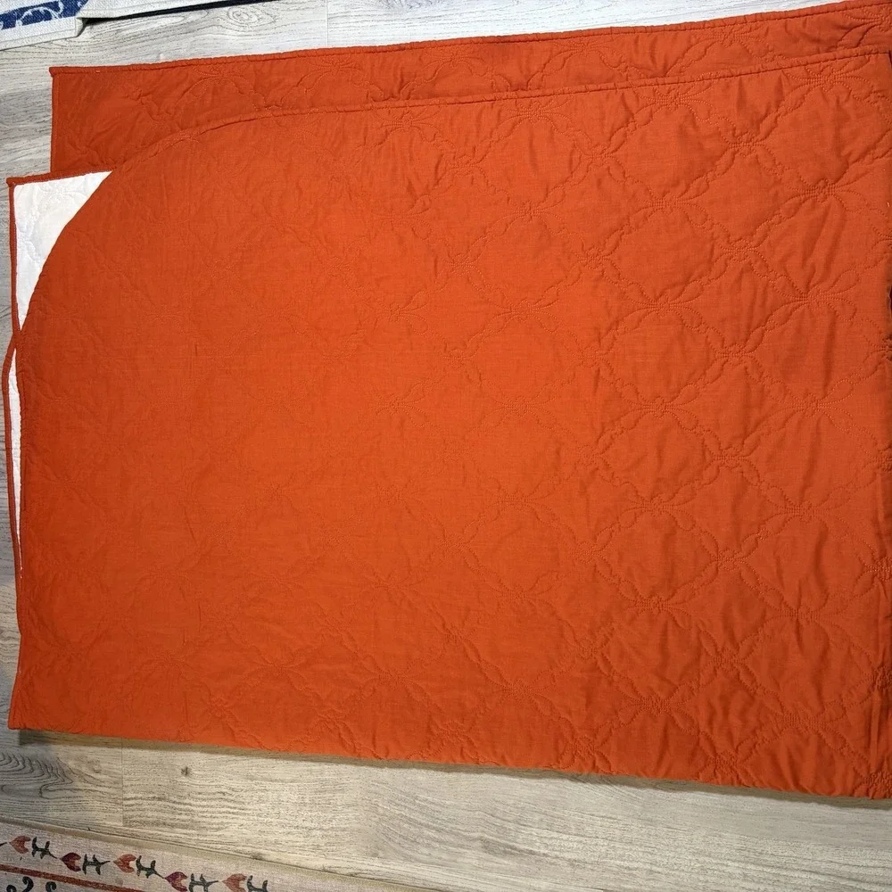 Vintage Rust Orange Woven Canon Full Twin Bedspread Embroidered Blanket USA‎